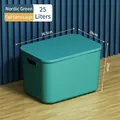 Extra large 25L Nordic green plastic storage box with lid and handles for home - XXL (36.5x26x24cm) / Nordic Green