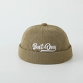 Olive green corduroy docker cap for boys with Best One white embroidery detail - 52cm (2-5 Years) / Best Letter - Green