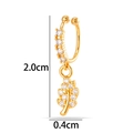 Manchette d'oreille dorée avec pendentif feuille en cristaux et dimensions détaillées - Forme de feuille (2624-1#) / Or