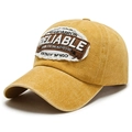 Gorra de béisbol vintage amarillo mostaza lavado con bordado RELIABLE y parche deshilachado - Ajustable / Amarillo