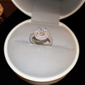 Anillo de lujo con circón y doble halo en caja de regalo gris muy elegante - Anillo - Plata (redondo)