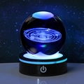 3D Solar System inner carving crystal ball night light with a black luminous base - Solar System Print