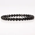 Polished black obsidian natural stone bead bracelet with shiny reflective finish - Silver Obsidian