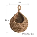 Handwoven teardrop fruit basket in earth tone cotton rope, 30x40cm hanging wall storage - 30*40cm / Brown