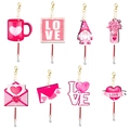 Set of 8 Valentine DIY diamond hanging pendants with red crystal beads and charms - Style 21