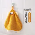Cute pig style hanging hand towel in tangerine orange made of soft coral fleece - Piggy Style / Tangerine Orange