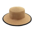 Cappello paglia stile francese modello boater con bordo nero per il sole estivo - M(56-58cm) / Cachi