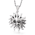 Pendentif visage dieu soleil en acier titane poli avec chaîne torsadée pour homme - Prix Pendentif Uniquement / Argent (KP36499-D)
