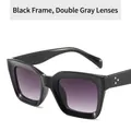 Retro square sunglasses with black frame and gradient grey-purple lenses for women - Black Frame Dual Grey