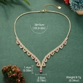 Detailed size specifications of the gold necklace with pink and purple zircons - Multicolor Zircon V-Shaped Pendant Necklace