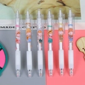 6-piece retractable gel pen set with cute cartoon girl patterns and soft white grips - 0.5mm-Single Price / Cute Girl Style