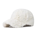 Plush white faux fur baseball cap featuring thick fuzzy fabric for winter warmth - Adjustable / Teddy Plush Off-white