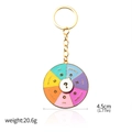 Rainbow enamel decision maker keychain with rotating colored wheel and gold metal finish - Decision Options Keychain (K00785)
