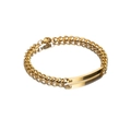 Polished 18K gold-plated titanium steel ID curb chain bracelet with engravable bar - Female Style / Gold