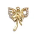 Exquisite 18K gold butterfly pendant with sparkling white cubic zirconia micro-inlay - Gold Small Rhinestone Bow