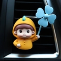 Car vent clip air freshener featuring a cute boy in yellow dinosaur hoodie with clover - Cute Squad Boy Style (2675-5)