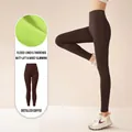 Winter thermal yoga leggings in espresso coffee brown with fleece lining and high waist - S / Bottoms / Distilled Coffee