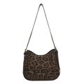 Borsa tote retrò leopardata con trama morbida e design minimalista della tracolla a mezzaluna - Leopardo Caffè
