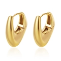 Close-up of polished gold-finished geometric U-shape hoop earrings on a white background - Simple Thick U-Shaped Style (MS-817-4) / Gold
