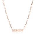 Rose gold Gemini zodiac necklace with 304 stainless steel Figaro chain on white background - Rose Gold Gemini