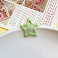 Light green star hair clip with smooth enamel finish on a metal BB snap hair pin base - Light Green