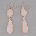 Rose gold double water drop earrings with matte white crystal cluster stone inlay - Rose Gold Frame Milky White (EA088-3玫瑰金)