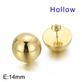 14mm hollow golden stainless steel sphere stud earrings with butterfly back closure - Hollow Ball Stud Earrings (KE117347-Z) / 14mm / Gold