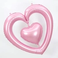 Pink heart-in-heart foil balloon with metallic finish for Valentine decoration - Heart-to-Heart / Pink