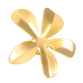 Detailed view of a gold-plated flower ring with smooth polished five-petal texture - Stainless Steel Exaggerated Flower Shaped Ring (06不锈钢花朵戒指A-704)