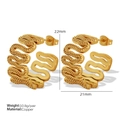 Gouden golvende C-vormige oorringen van koper met een getextureerde korrelafwerking - EH215 Goud Golvende Oorbellen / Goud