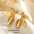 Gold leaf shaped stainless steel earrings weighing 7g with 3.5cm by 2.2cm dimensions - 3.5cm x 2.2cm / Gold Leaf Shape (1418)