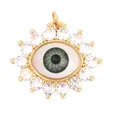 Goldener Evil-Eye-Anhänger mit grüner Iris und Zirkon-Kristallen als Schmuckzubehör - M86-C4 Auge Eingesetzter Runder Stil / Graugrün