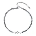Dettaglio del bracciale a onda in argento con perline lucide e chiusura a moschettone - Pendaglio Onda 4mm Perline Interamente In Metallo