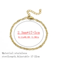2.3mm gold stainless steel rope chain bracelet with 17+5cm adjustable lobster clasp - Water Wave Chain Style / 2.3mm Wide (17+5cm) / Gold