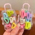 Mini Macaron Haarklammern Set in transparenter Spielzeugkofferbox für Damen und Kinder - Halbmond + Quadrat Clips 20 Stk. Beutel