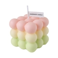 Handmade bubble cube candle in pastel pink, yellow, and green tricolor layers - Lemon Girl - Sweet Persimmon & Coriander