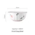 8-inch purple ceramic soup bowl with floral relief pattern and 1600ml capacity - Purple Flower - 8 Inch Stone Pattern Soup Bowl