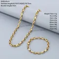 Set de collar y pulsera de cadena box de 6mm en acero inoxidable chapado en oro de 18K - Cierre de Langosta Clásico / Pulsera / Dorado
