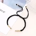 Adjustable black Milan cord bracelet with ten gold beads and sliding knot closure - Black