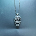 Retro hiphop schedel hanger ketting in zilver metaal met een verfijnde ball chain - Schedel + Bolletjesketting