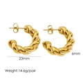 Details der 23mm gedrehten Creolen aus Gold mit 6mm Breite und 14,6g Gewichtsanzeige - 1026/Gedrehte Croissant-Creolen