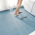 Blue TPE interlocking bathroom mat with drainage holes and anti-slip texture - 30*30cm / Morandi Massage Mat - Elegant Blue
