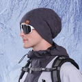 Winter knit beanie for women in dark grey featuring premium textured diamond weave pattern - Gray