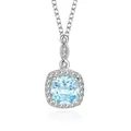 Halskette aus S925 Sterlingsilber mit hellblauem Edelstein im Kissen-Schliff-Design - Nur Halskette