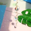 Star and moon suncatcher with crystal prisms and gold hanging frame for garden - No. 23