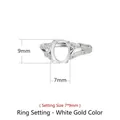 925 silver ring mount in white gold finish with 7x9mm oval setting and side accents - Platinum Plated (7*9mm)