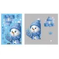 Blue snowman static window stickers set with snowflakes and gift box size specifications - BQ537 Snowman & Lantern