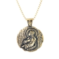 Vintage Sint Benedictus medaille ketting in goudkleurig roestvrij staal met Jezus reliëf - Gepolijst Goud (Zonder Ketting) (C0501)