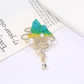 Chinese style mountain and cloud brooch with blue gradient enamel and pearls - Mountain Clouds