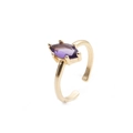 Adjustable gold ring featuring a marquise-cut purple amethyst gemstone in 4-prong setting - Adjustable Open / Purple Marquise